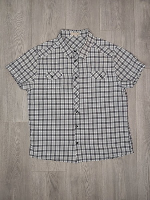 Tex men's short-sleeve shirt size XL like new, gray and white plaid