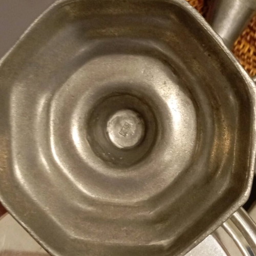 Candlestick like new with two candles, German tin 95%