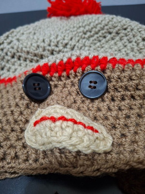 Handmade children's monkey hat like new, brown