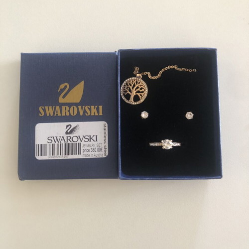 Swarovski jewelry set with tree of life pendant, earrings, ring, like new