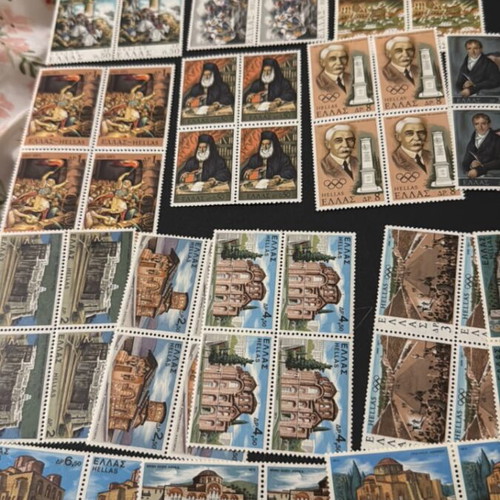 Two Pages of Unused Greek Stamps
