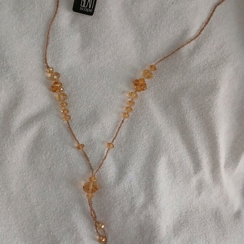 Glam Scope necklace lariat style with honey crystals new