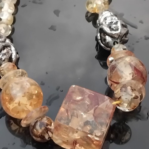 Vintage necklace 80s amber and honey tones like new