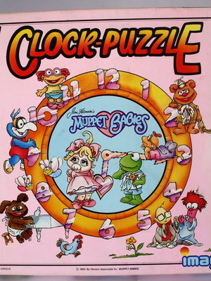 Muppet Babies Sesame Street 1985 clock puzzle Imago new, missing number 1