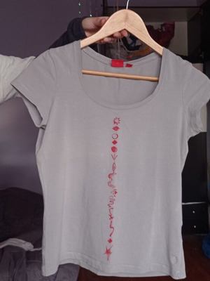 Cotton sleeveless t-shirt hand printed made to order S-M