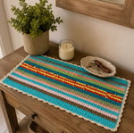 Handmade knitted table runner 35×65 cm multicolor