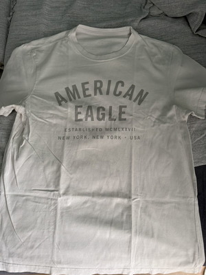American Eagle short sleeve T-shirt, white and gray, size L