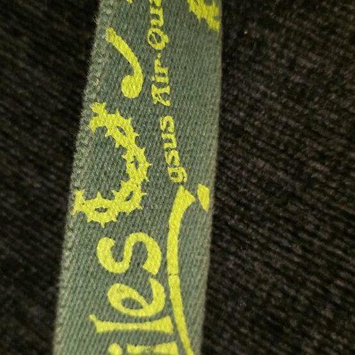 Lanyard Miles belt used, green with crown of thorns design