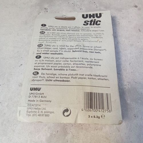 Collectible pack of 3 UHU Stic logo from 1990 like new