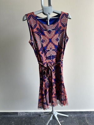 S.Oliver summer dress XXL like new, blue multicolor with lining and belt
