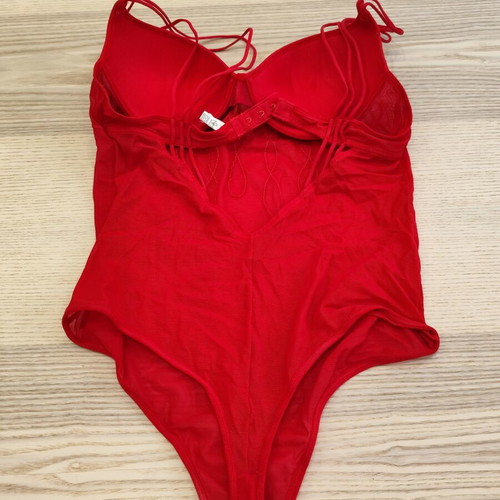 Luna Infinity red mesh bodysuit 75B with push-up