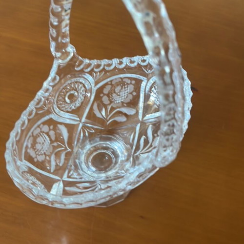 Vintage minimal heavy crystal fondue dish like new