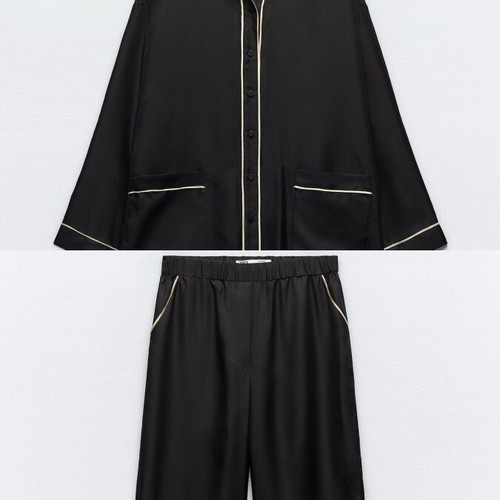 Zara Studio black 100% silk loungewear set