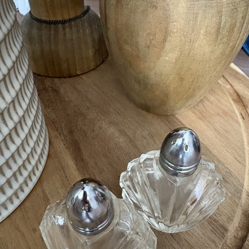Vintage clear glass salt and pepper shakers