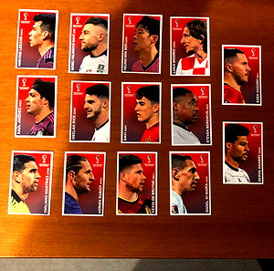14 συλλεκτικά αυτοκόλλητα χαρτάκια Coca Cola Stickers  Panini Fifa World Cup Qatar 2022 C1-C14