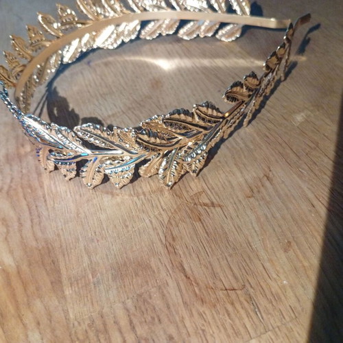 Ancient Greek accessory set with gold laurel wreath and 2 silver cuffs