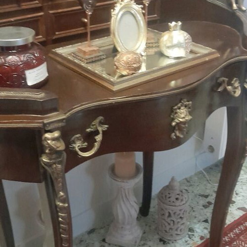 Antique secretary desk like new, solid walnut wood with brass details