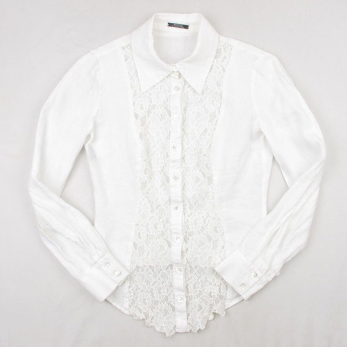 Notizie Mariella Burani women's linen shirt size M white with lace like new