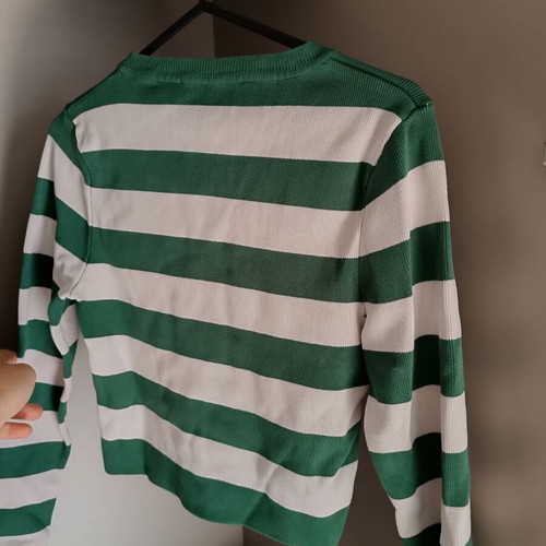 Zara striped crop sweater green and cream, like new, size M