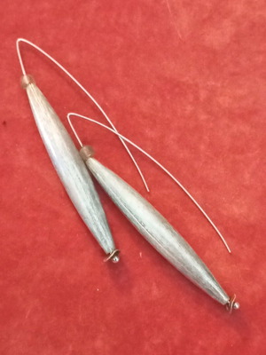 Silver 925 earrings used, hanging solid silver