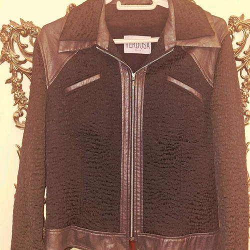 Verdosa Paris women's black jacket used with leather details