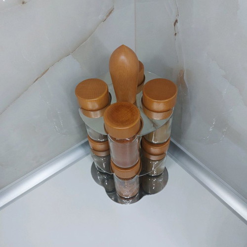 Giannini spice rack used, wood and stainless steel