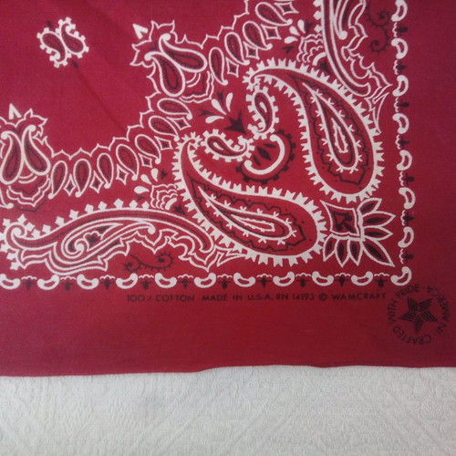 Wamcraft Red Cotton Bandana RN 14193 like new, made in USA