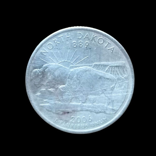 25cent USA North Dakota 2006 Buffalo coin used with P mark