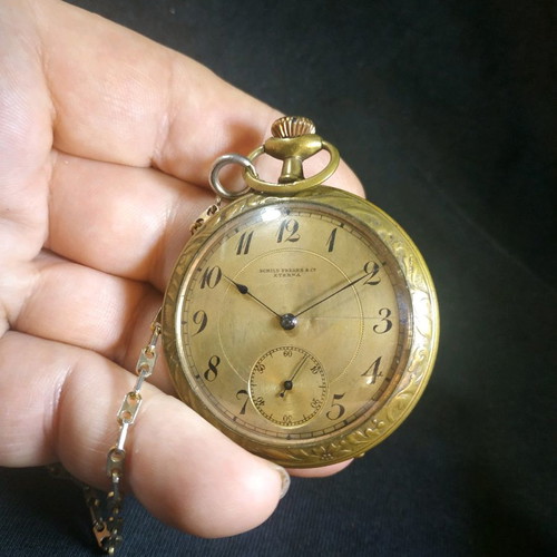 Pocket watch used, engraved, SCRILD Freres & Co Eterna
