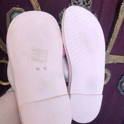 Women's flip flops size 36 like new, pink nude flatform