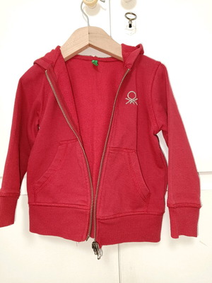 Benetton red jacket used 2 years with hood