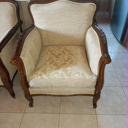 Canadian sofa and 2 armchairs used, cherry wood frame