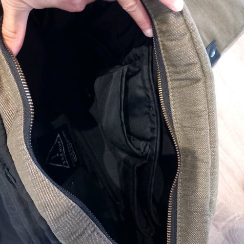 Baby stroller bag olive denim like new with pockets and changing mat