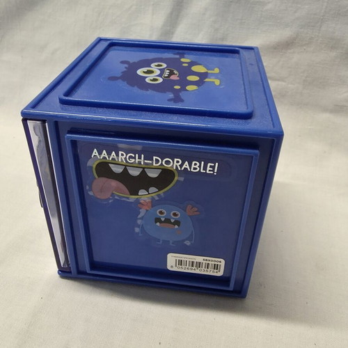Legami Cutie Cube Monster stacking storage box with drawer used