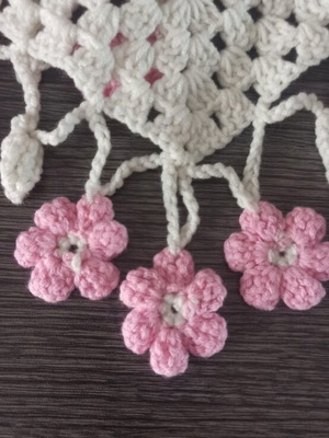 Handmade hair bandana, white and pink