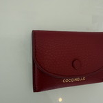 Coccinelle Metallic Soft Leather Card Holder, rich crimson red