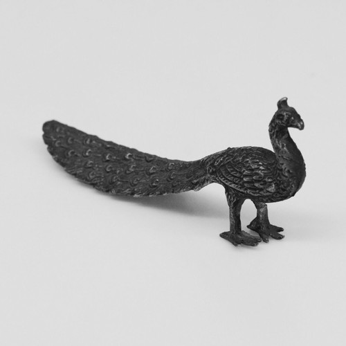 Vintage metal peacock micro-sculpture art like new