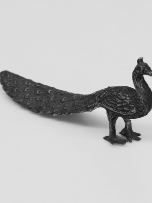 Vintage metal peacock micro-sculpture art like new