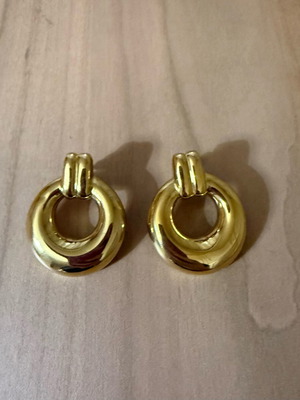Large gold earrings with hoop, new, stainless steel
