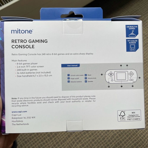 Mitone retro handheld gaming console red new