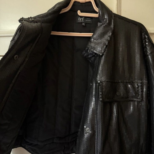 Zara Black Crop Jacket With Sequins New