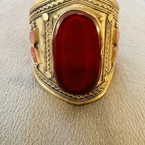 Vintage handmade 925 silver bracelet with carnelian semiprecious stone like new