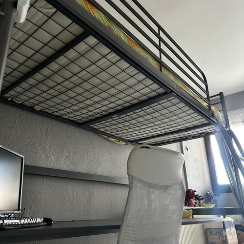 Bunk bed with desk and mattress