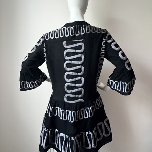 Mystery Resort Wear Summer Dress new, black and silver grey, cotton, size large