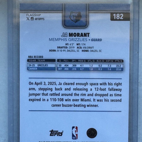 2025 Topps Flagship Basketball Ja Morant Team Border Variation SSP card new