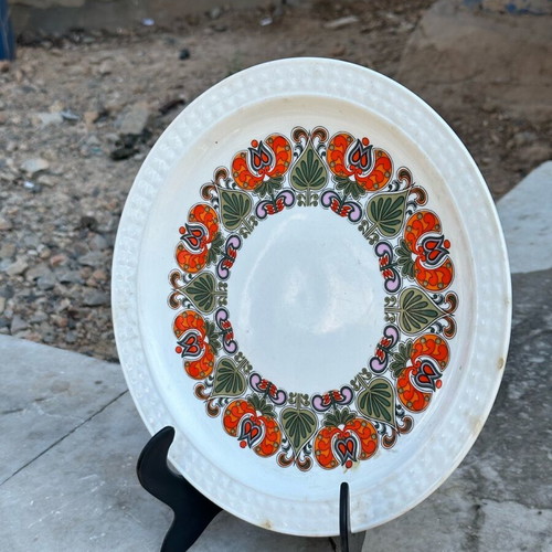 Pontesa Ironstone Collectible Plate used with Retro Floral Design