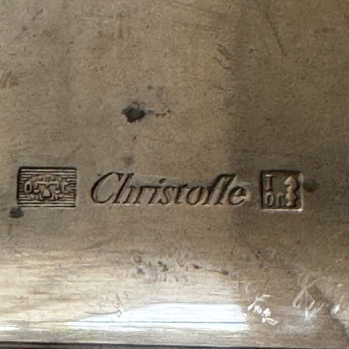 Christofle silver-plated tray like new with engraved logo 20x16