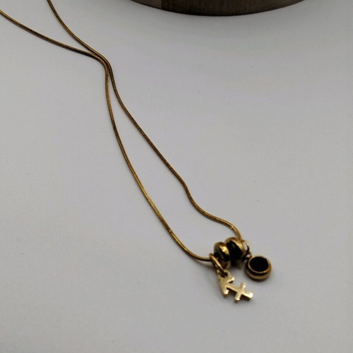 Handmade necklace new from hematite, crystal and stainless steel gold-colored