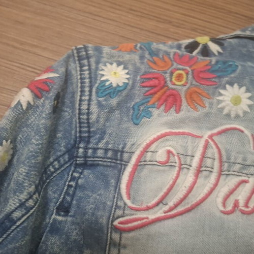 Tom Tailor denim jacket like new with colorful floral embroidery