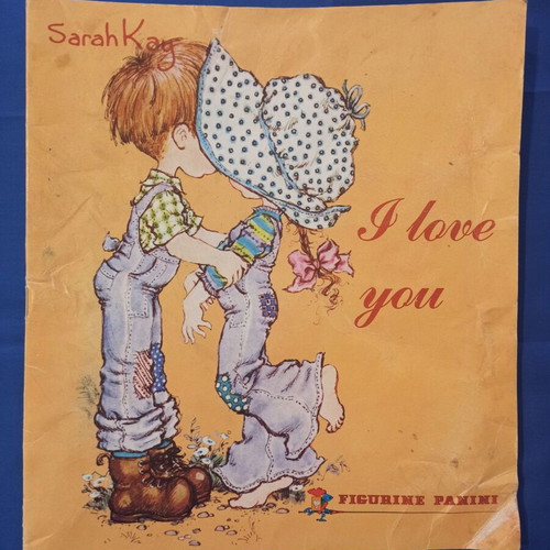 Panini Sarah Kay "I love you" sticker album used (1980) with 47 stickers of 144